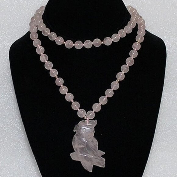 14K JADE BEAD NECKLACE - PHOENIX PENDANT - Picture 3 of 10